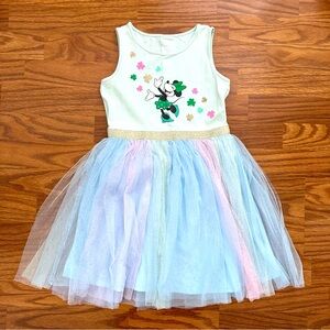 Minnie Mouse Girls Dress Medium 7/8 St. Patrick’s Day Glitter Layered Tulle EUC!